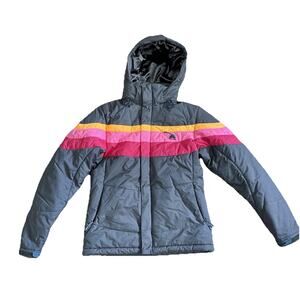 NIKE ACG Fit Storm Coat Hooded Women’s Small S Colorful Striped Brown Full Zip